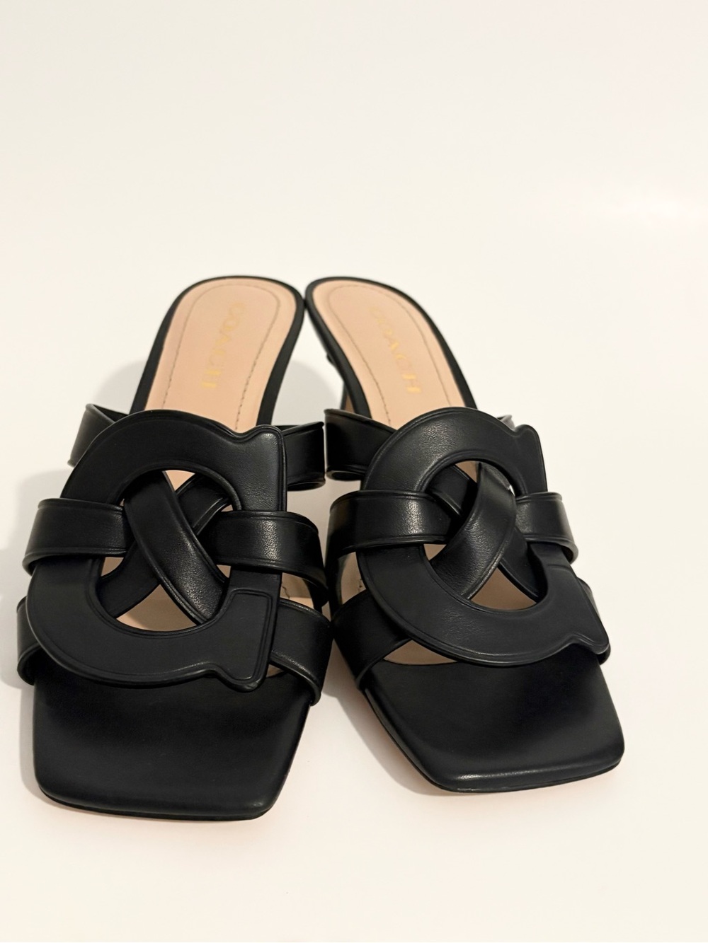COACH - Black Leather Knotted Slide Heel - Women's Sandals - Picture 14 of 14